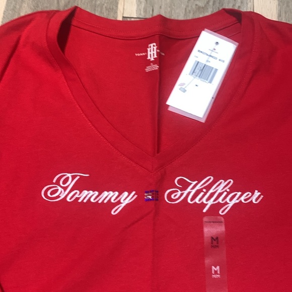 New long sleeve red Tommy Hilfiger shirt, size medium - Picture 2 of 3